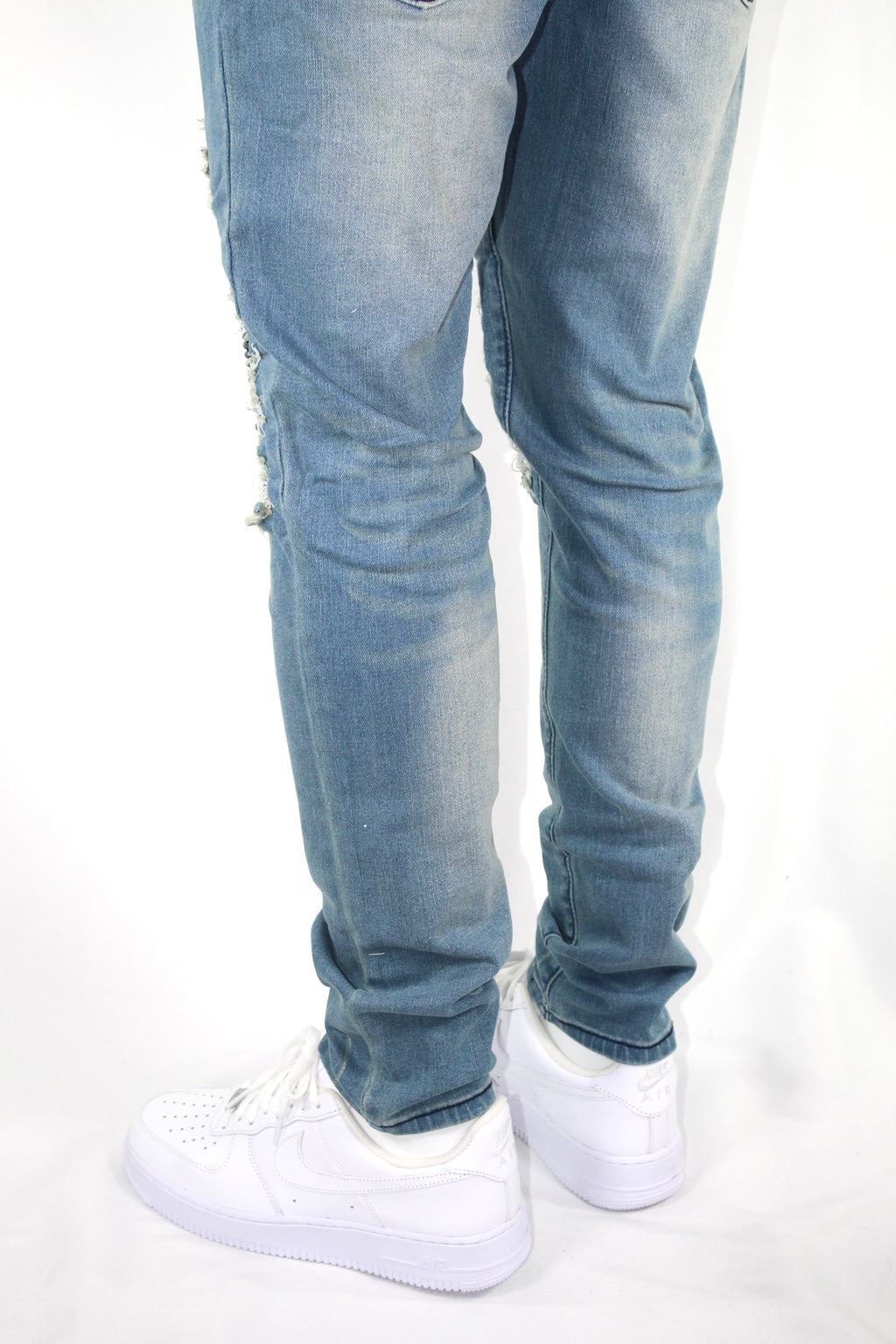 SKINNY DISTRESSED CUTOUT - BLUE