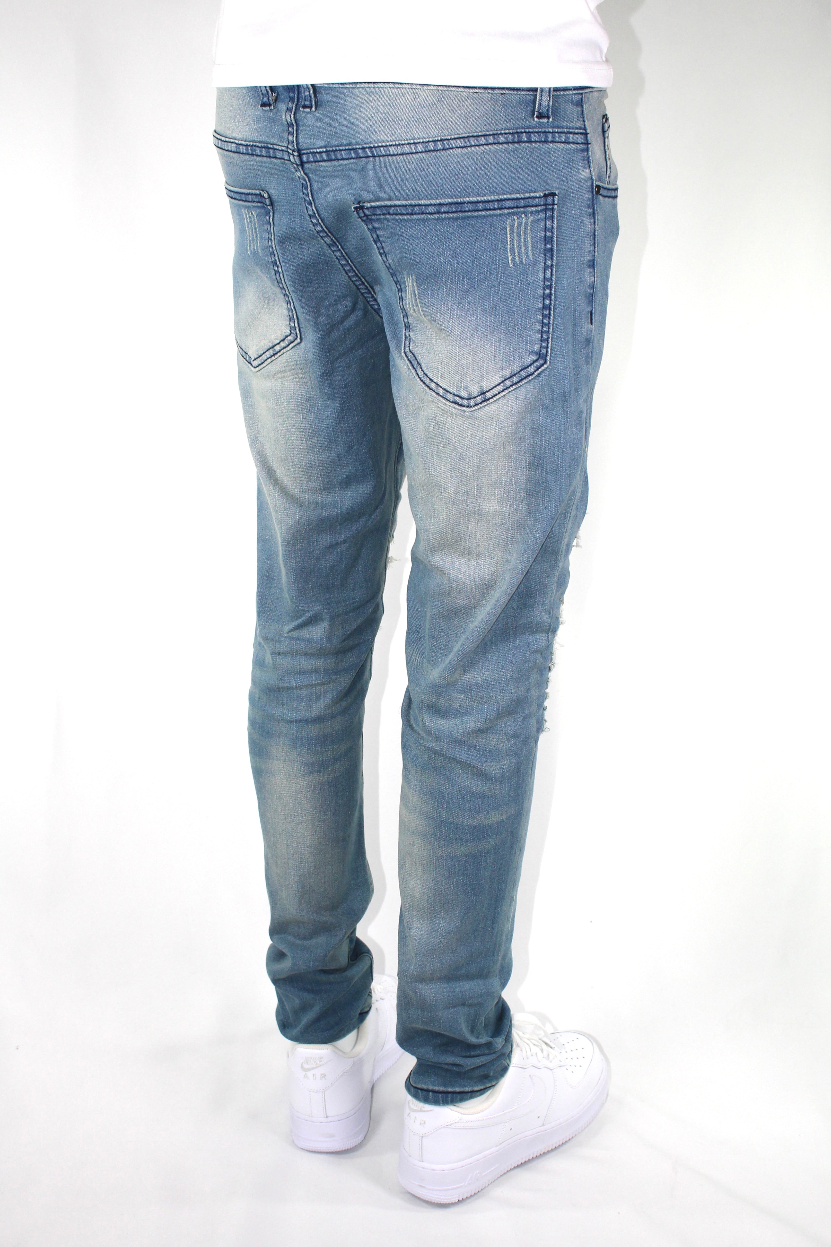 SKINNY DISTRESSED CUTOUT - BLUE