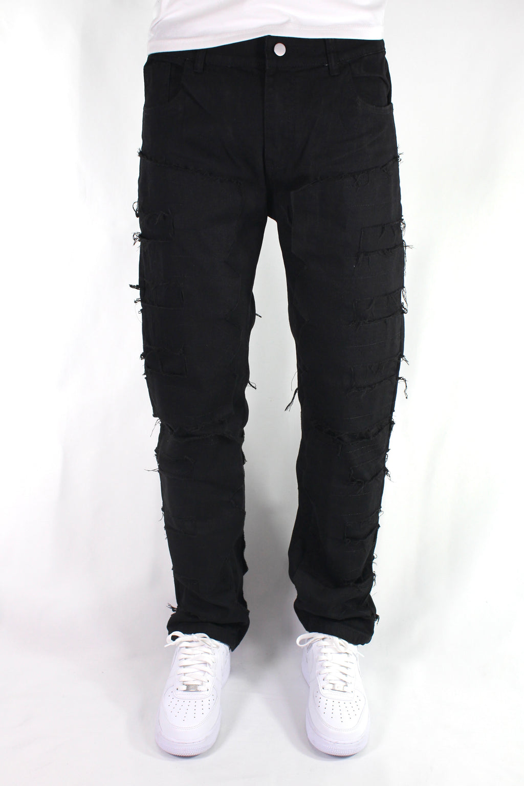 FLARE FRAYED STACKED 02 - BLACK