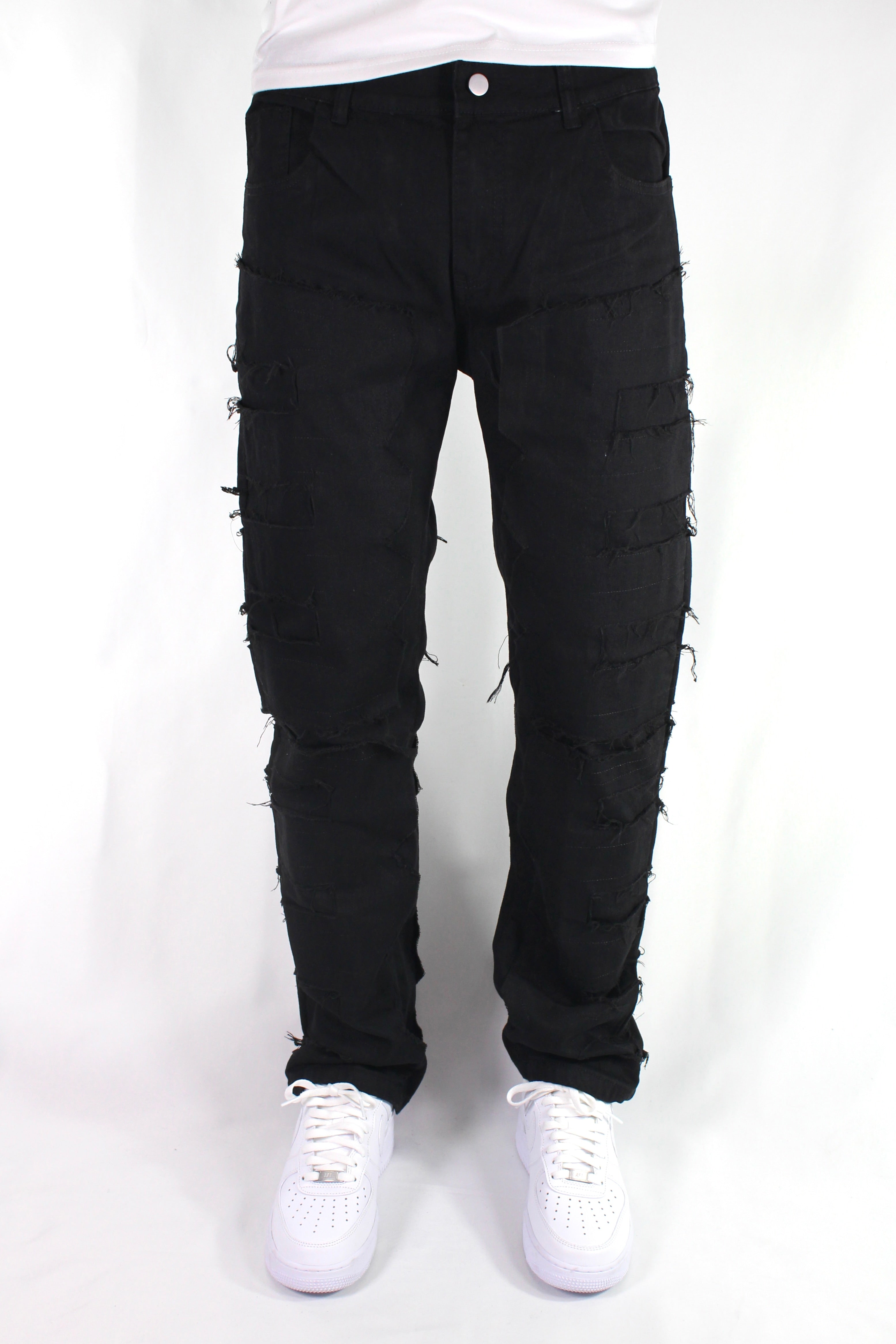 FLARE FRAYED STACKED 02 - BLACK