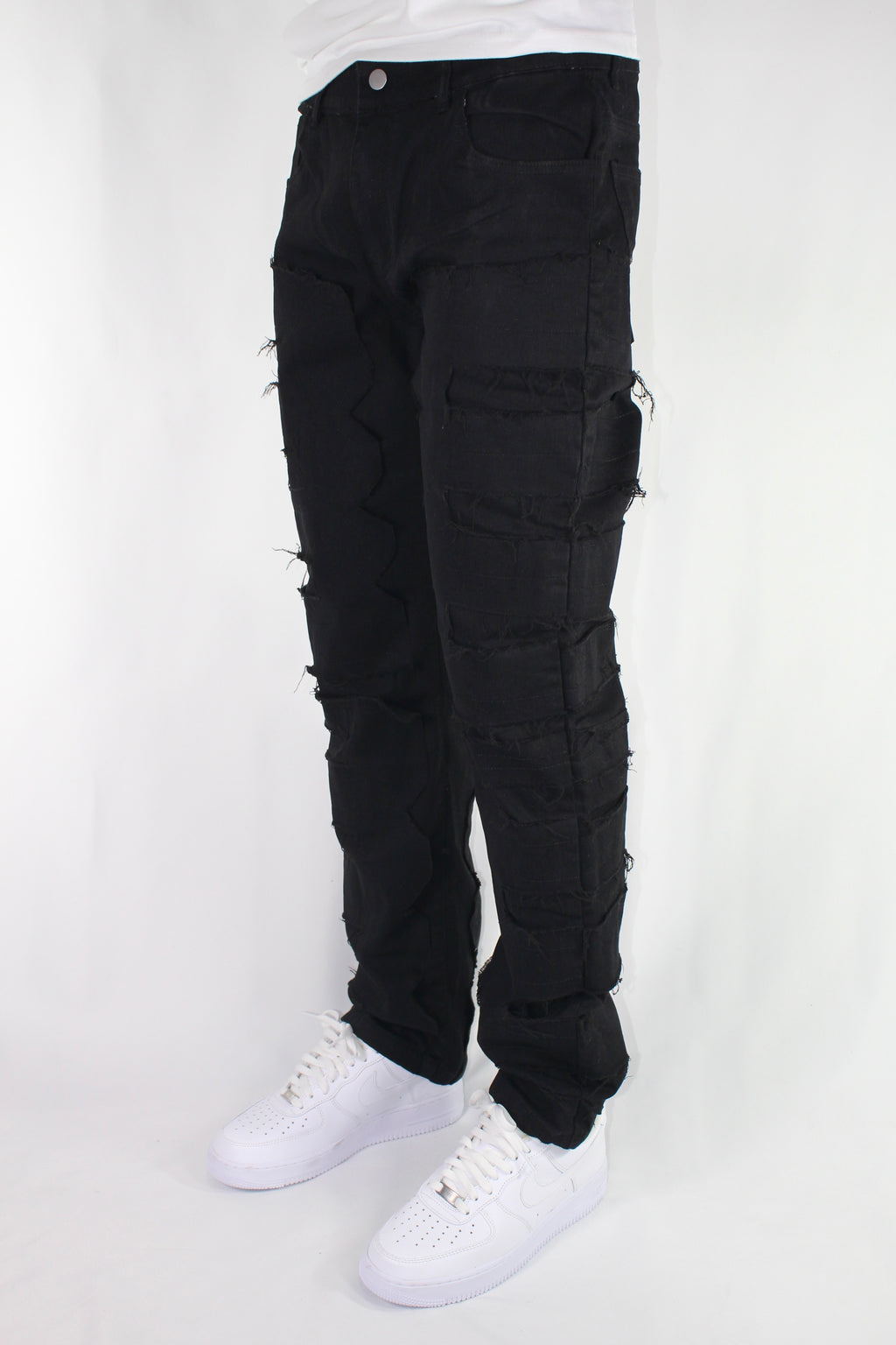 FLARE FRAYED STACKED 02 - BLACK