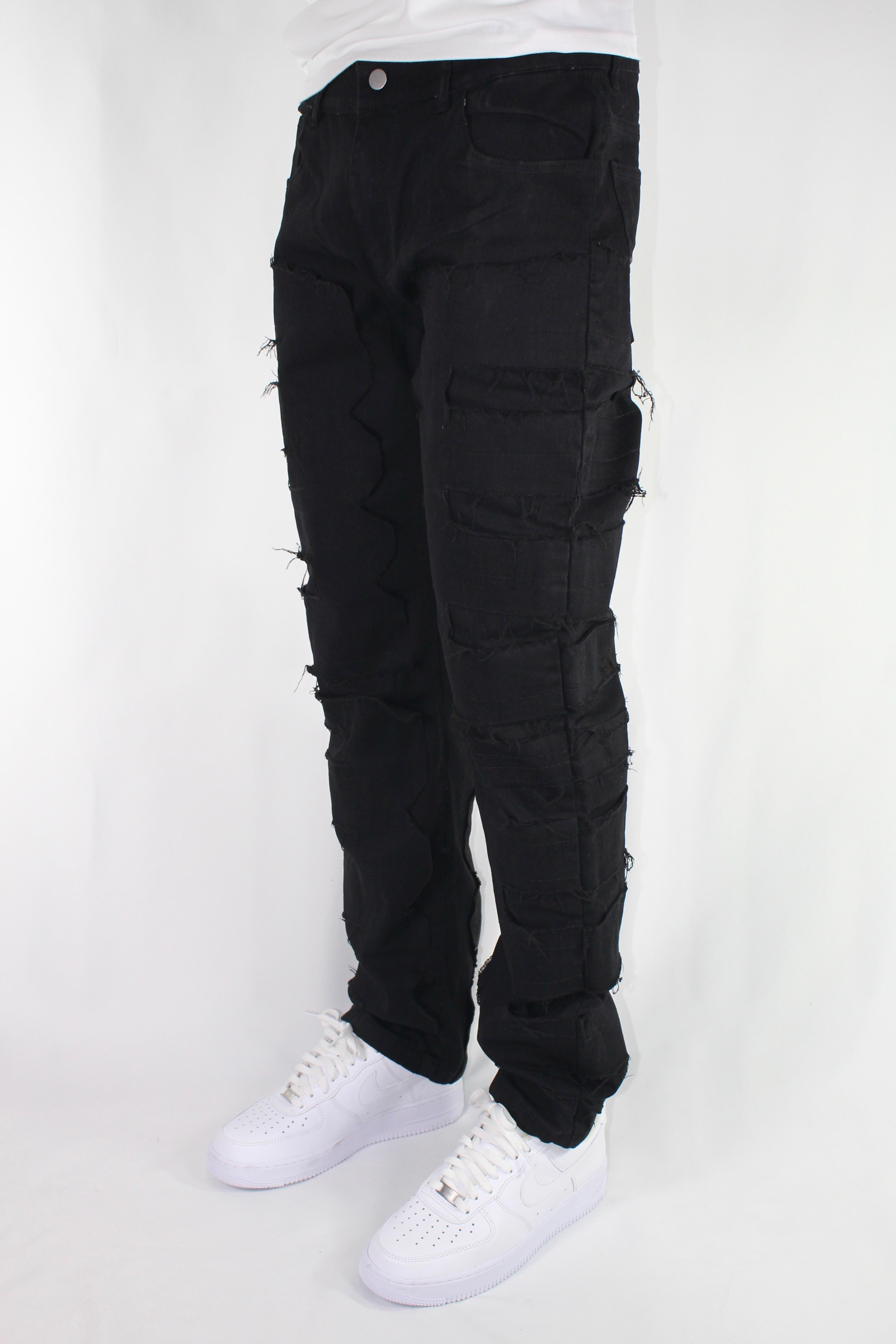 FLARE FRAYED STACKED 02 - BLACK