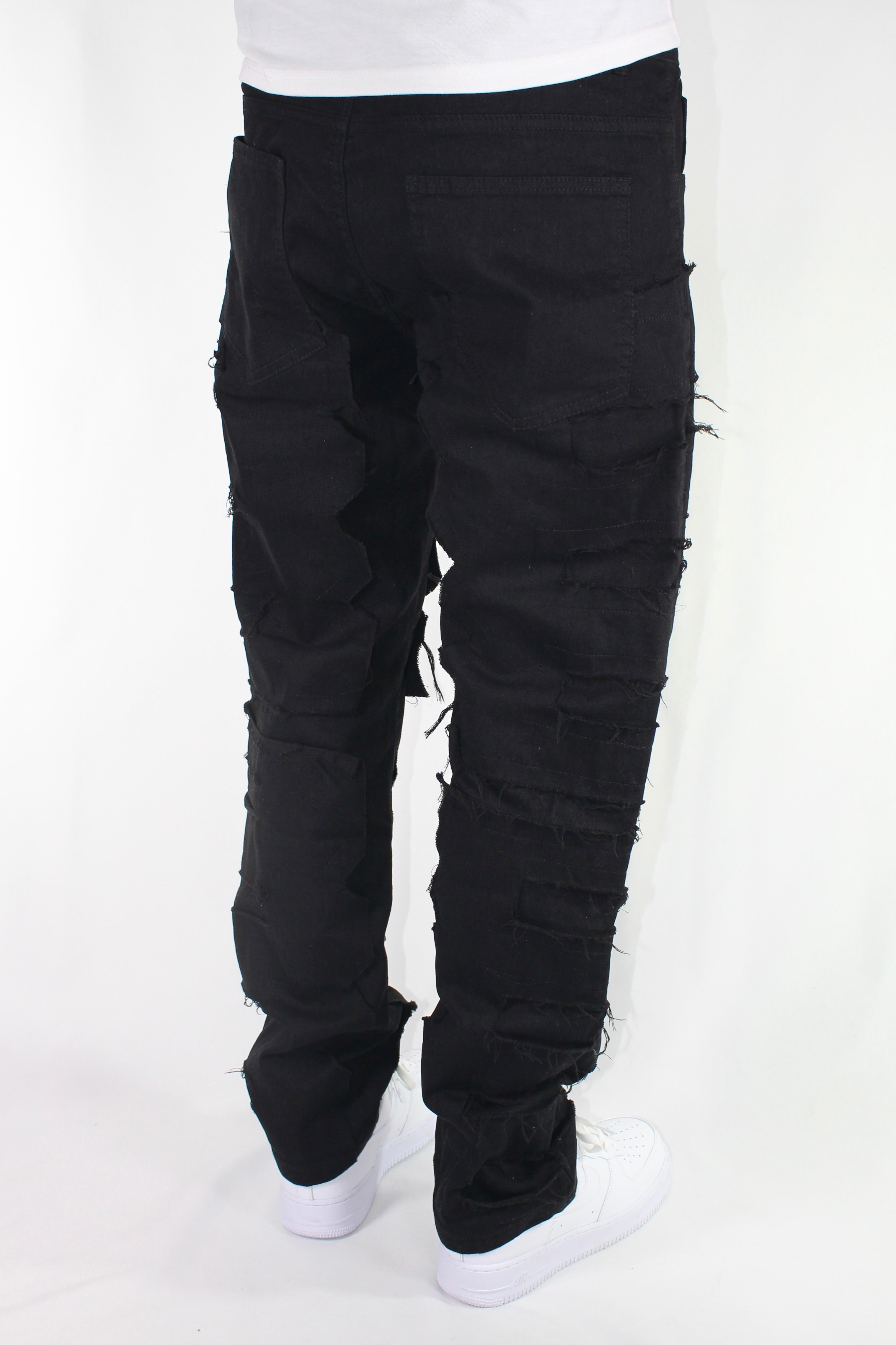 FLARE FRAYED STACKED 02 - BLACK