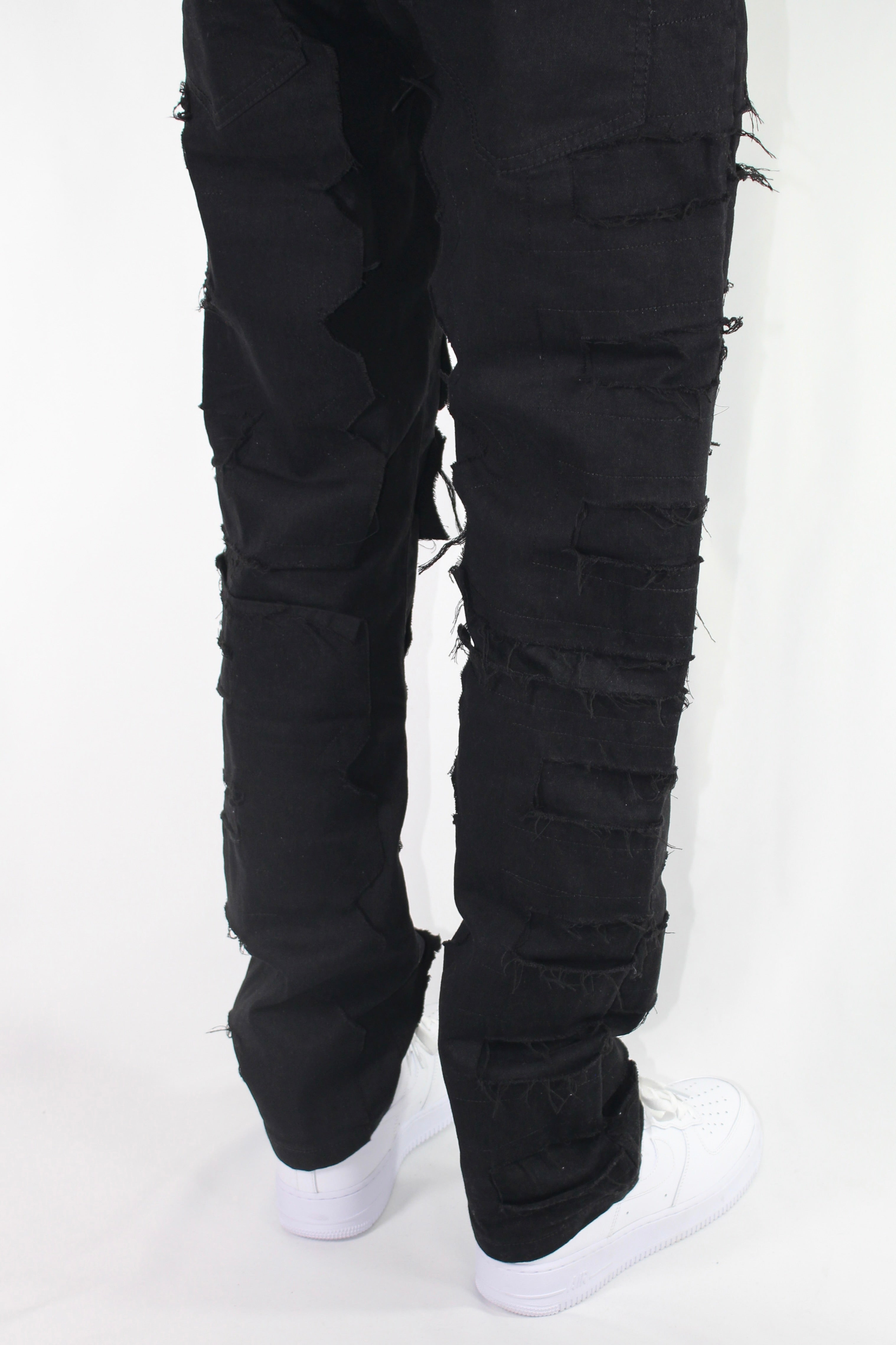 FLARE FRAYED STACKED 02 - BLACK
