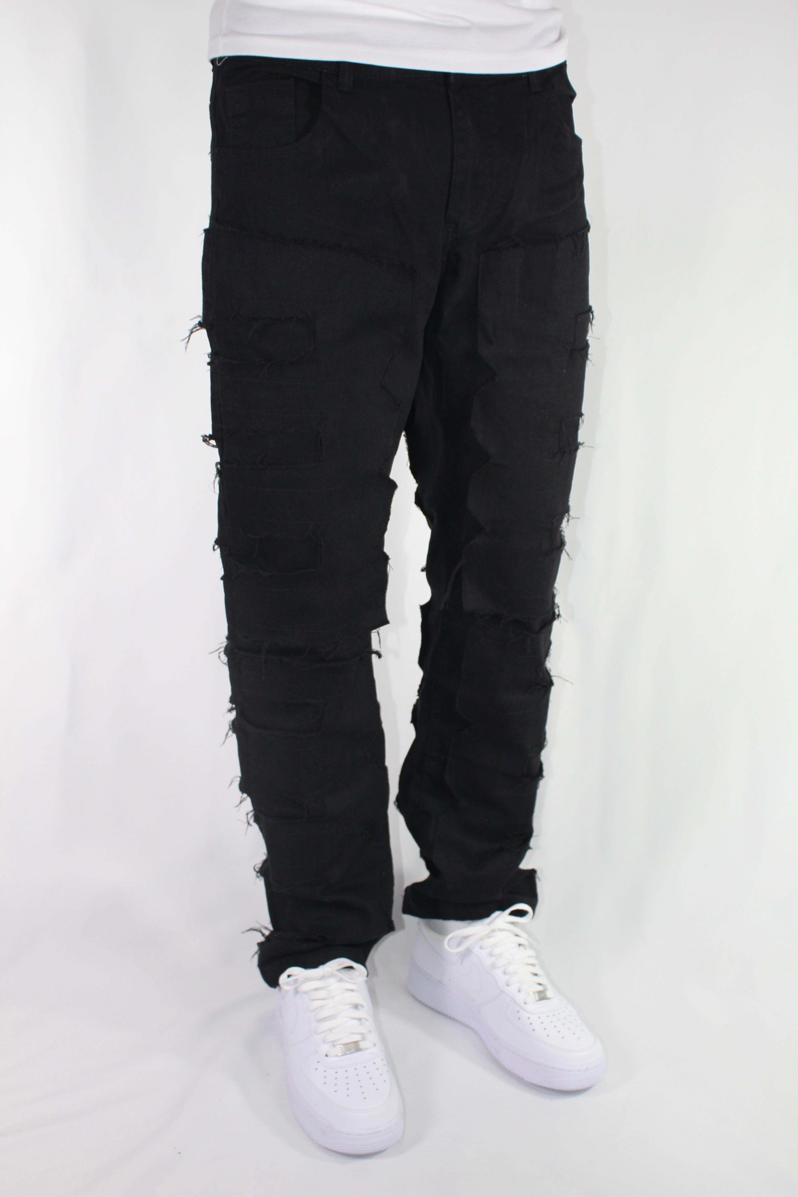 FLARE FRAYED STACKED 02 - BLACK