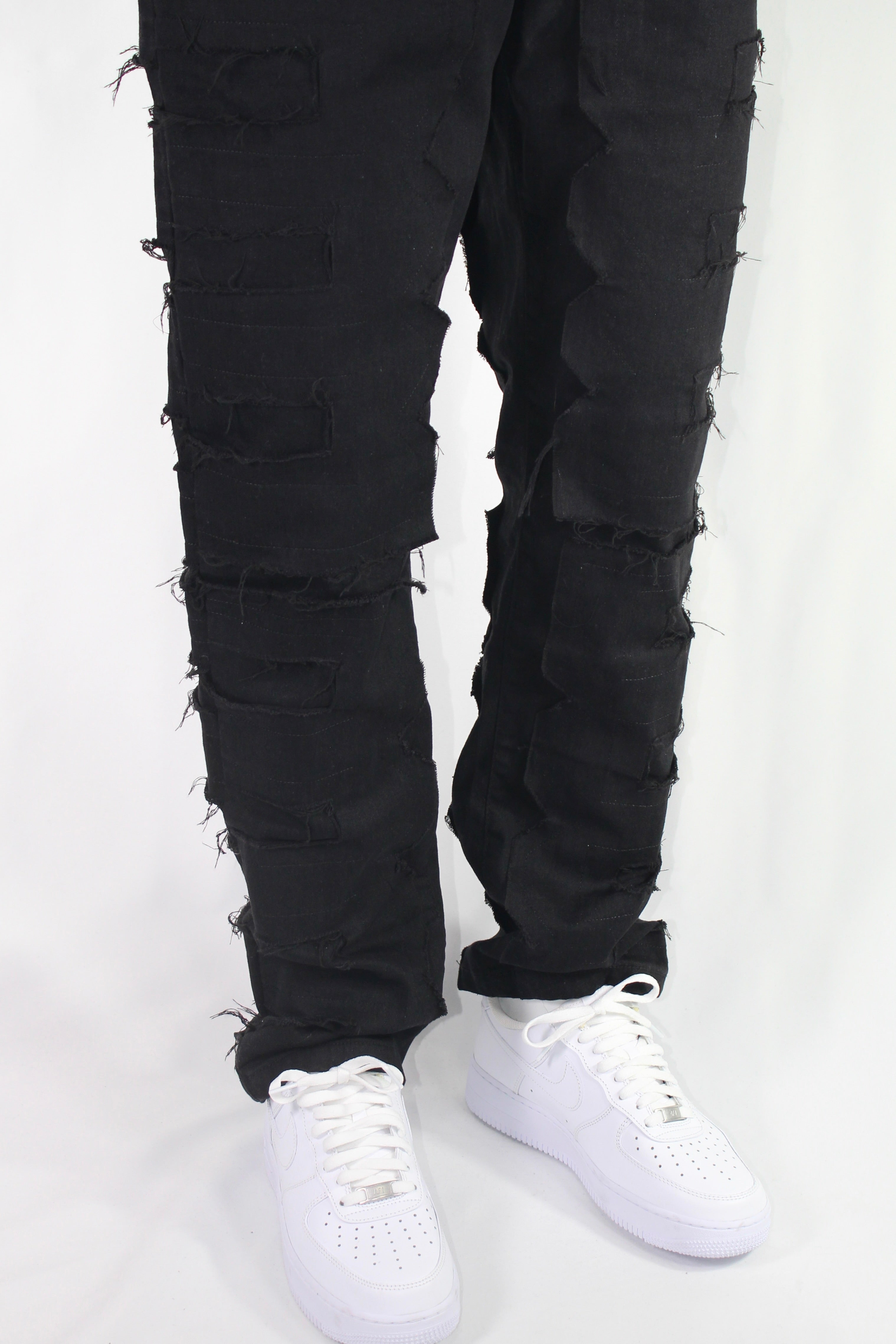 FLARE FRAYED STACKED 02 - BLACK