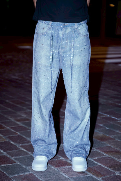Rhinestone Denim Blue