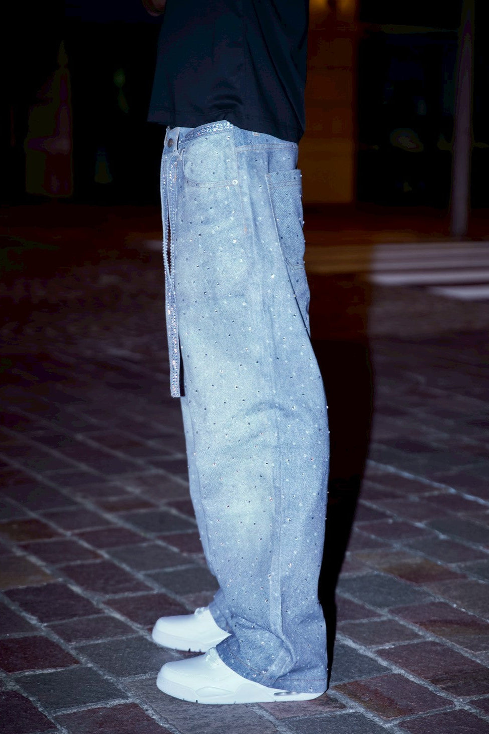 Rhinestone Denim Blue
