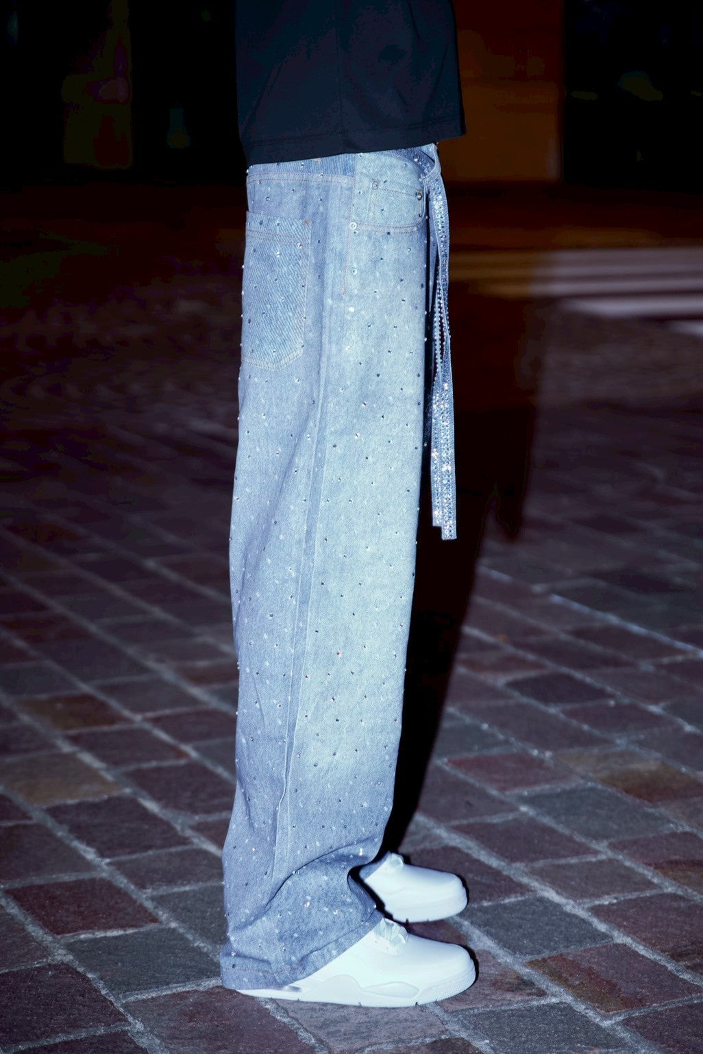 Rhinestone Denim Blue