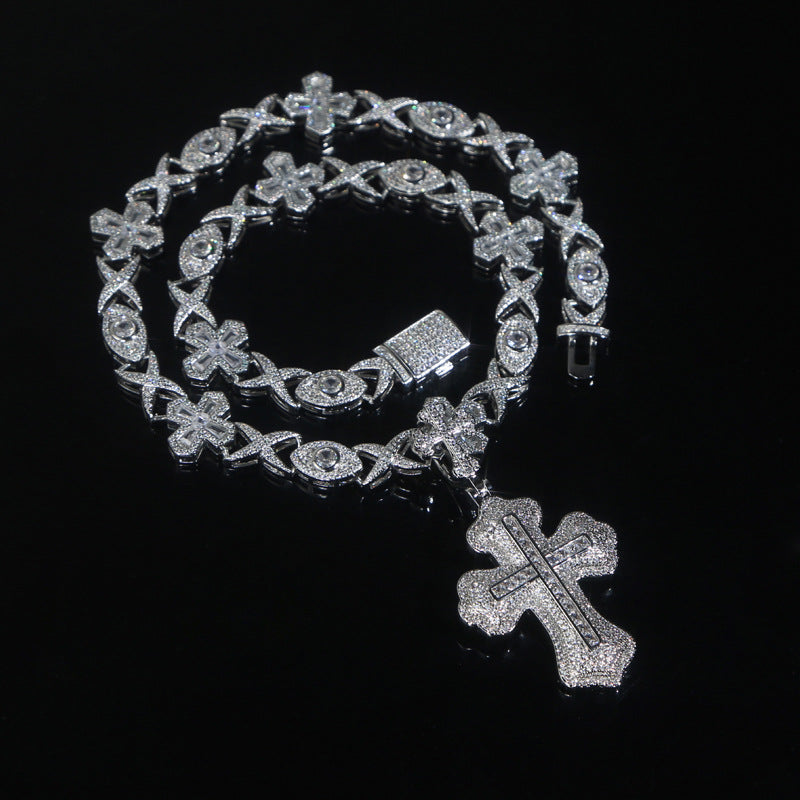 Double Layer Cross Pendant Necklace - 15mm