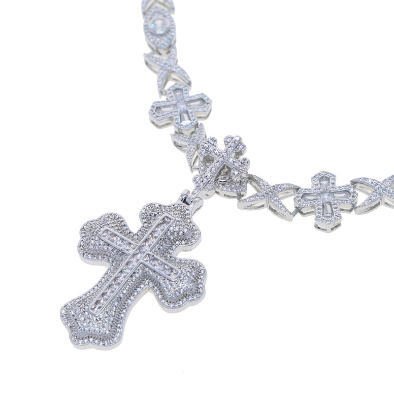 Double Layer Cross Pendant Necklace - 15mm