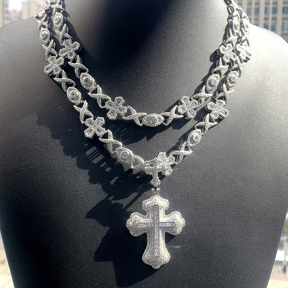 Double Layer Cross Pendant Necklace - 15mm