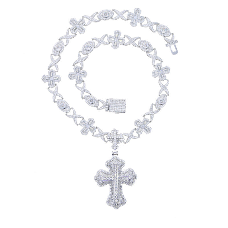 Double Layer Cross Pendant Necklace - 15mm