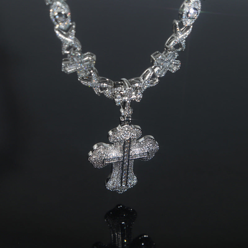 Double Layer Cross Pendant Necklace - 15mm