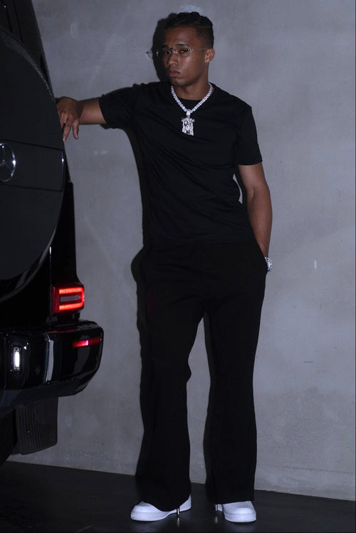 FLARE SWEAT PANTS - BLACK