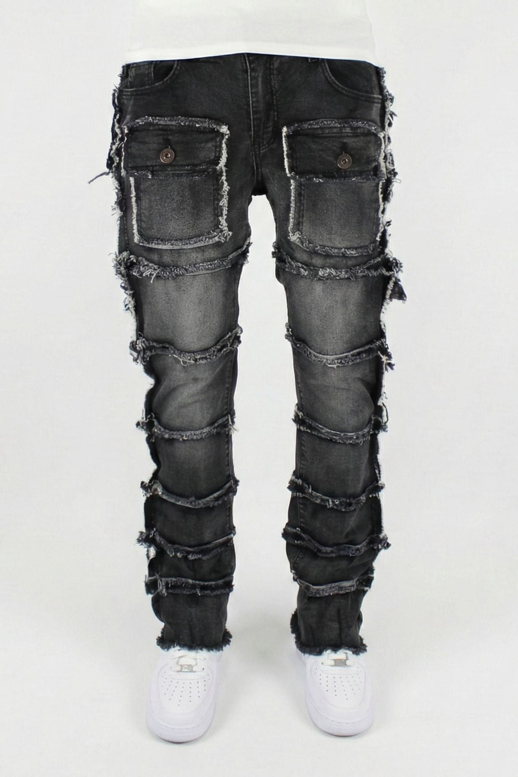 Multi-Pocket Flare Denim Black