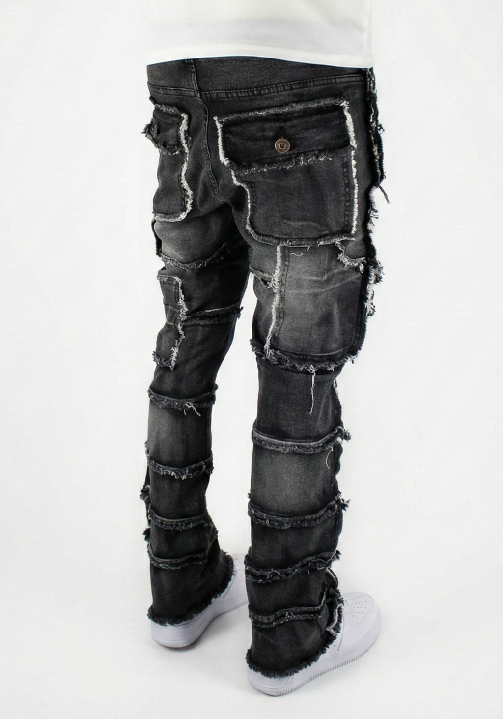 Multi-Pocket Flare Denim Black