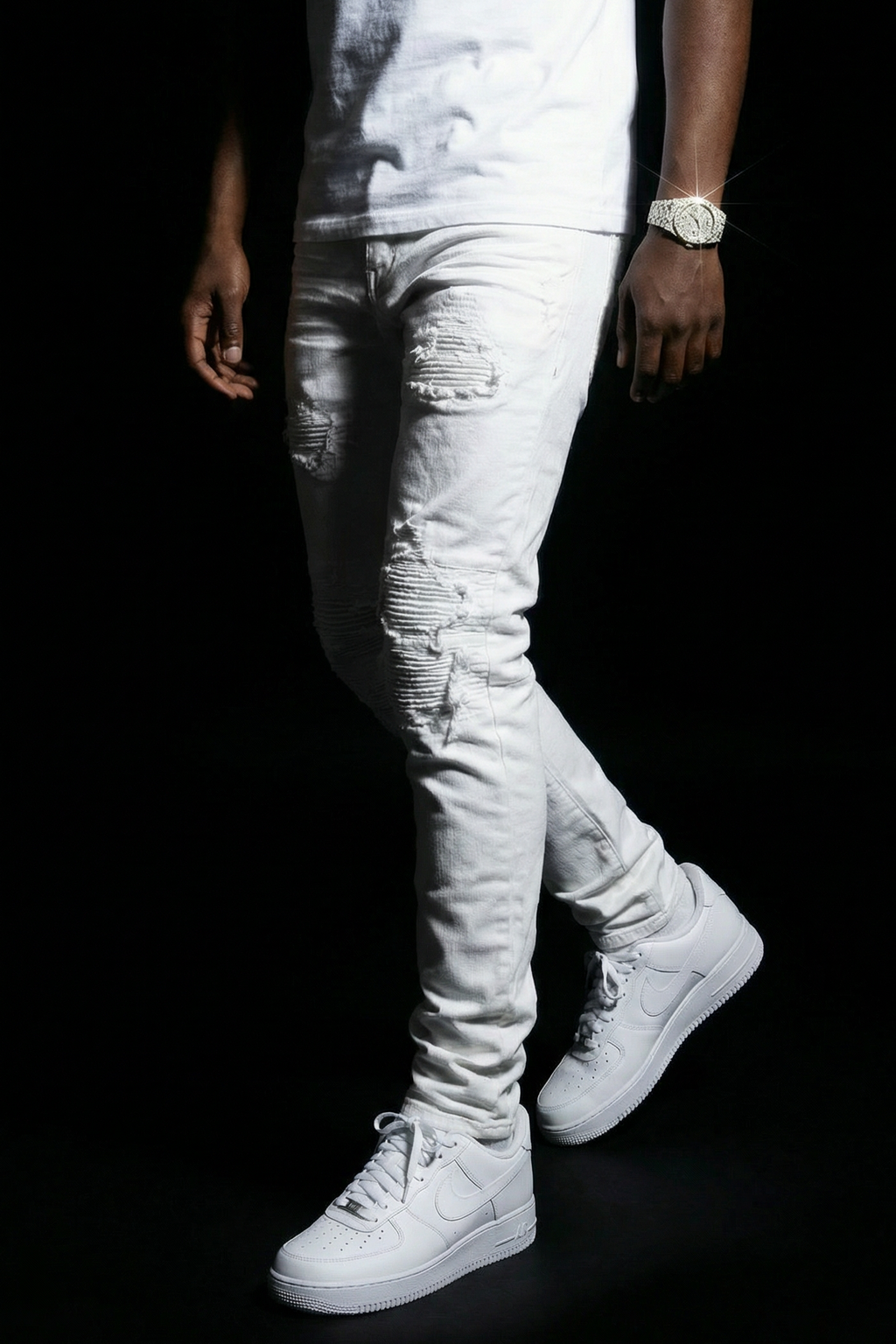 SKINNY DISTRESSED CUTOUT - WHITE